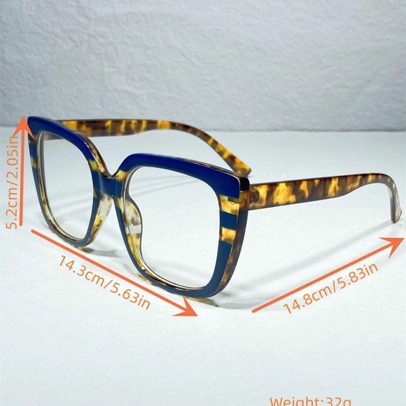 New Arrival Clear Frames “Square Biz” Blue & Tortoise - Picture 5 of 8